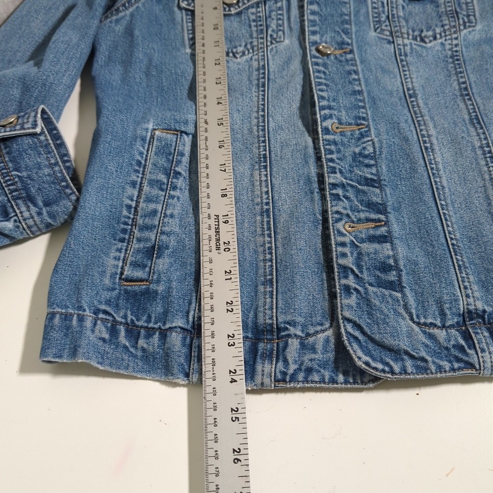 Marco Pecci Denim Jacket Womens 38 US 6 Blue Jean Trucker Denim Cotton Y2K Boxy - Picture 6 of 8